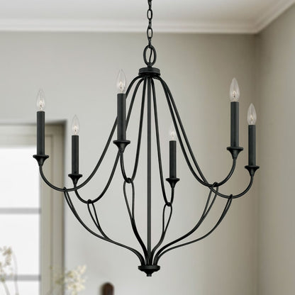Luella Chandelier, Chandelier, Black Iron