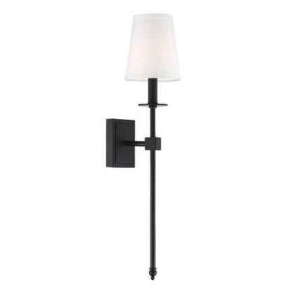 Medium Monroe Sconce, 1-Light Wall Sconce, Matte Black, White Fabric Shade