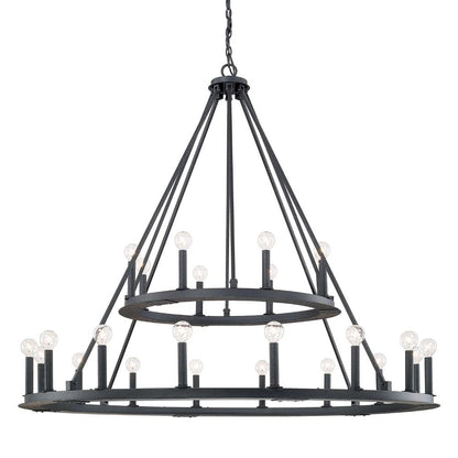 Capital Lighting 24 Light Two-Tierd Circle Pearson Chandelier in Matte Black Iron 4910BI