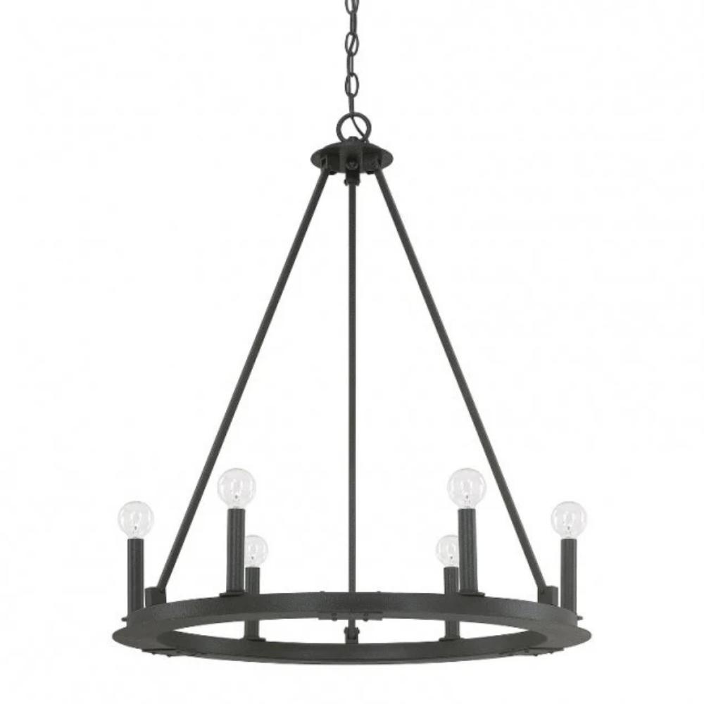 Capital Lighting 6 Light Pearson Circle Chandelier in Matte Black Iron 4916BI-000