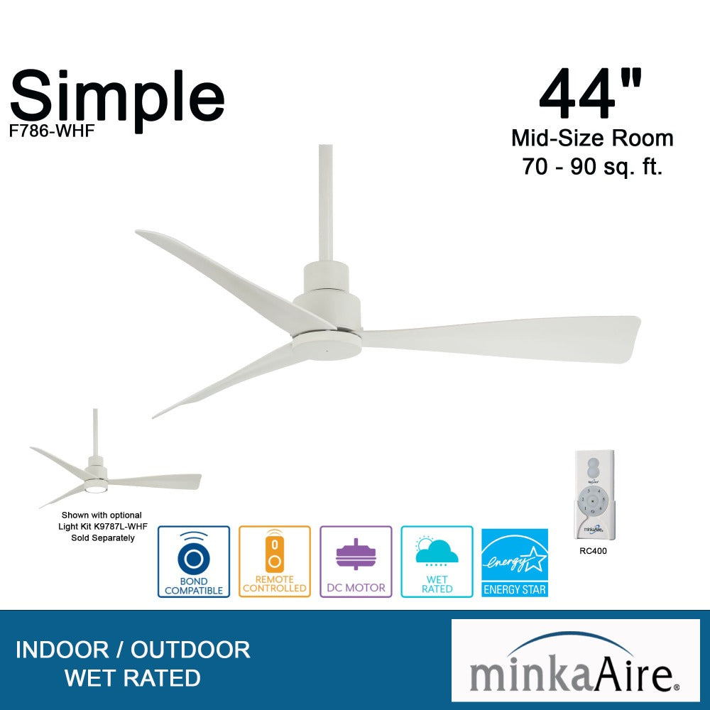 Simple 44" Simple Ceiling Fan OPEN BOX