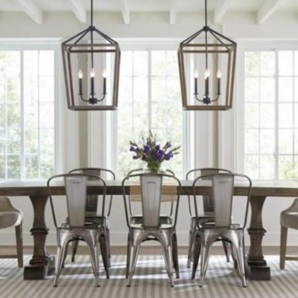 Gannet Chandelier in Weathered Oak Wood / Antique Forged Iron by Feiss, F3191/4WOW/AF