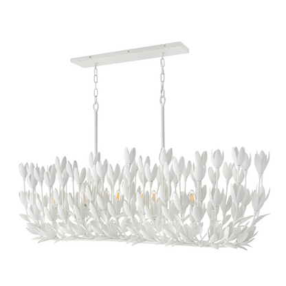 Magnolia Linear Chandelier, Plastered White, Linear Chandelier