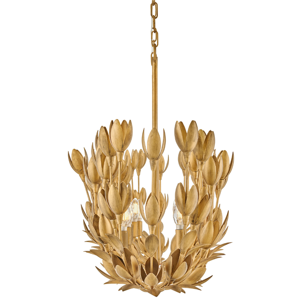 Magnolia Linear Chandelier, Burnished Gold, Linear Chandelier